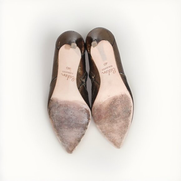 Boden Ankle Boots Gold Stiletto Heeled Leather Boot MINT Women's Size 40 9.5 - Picture 7 of 13